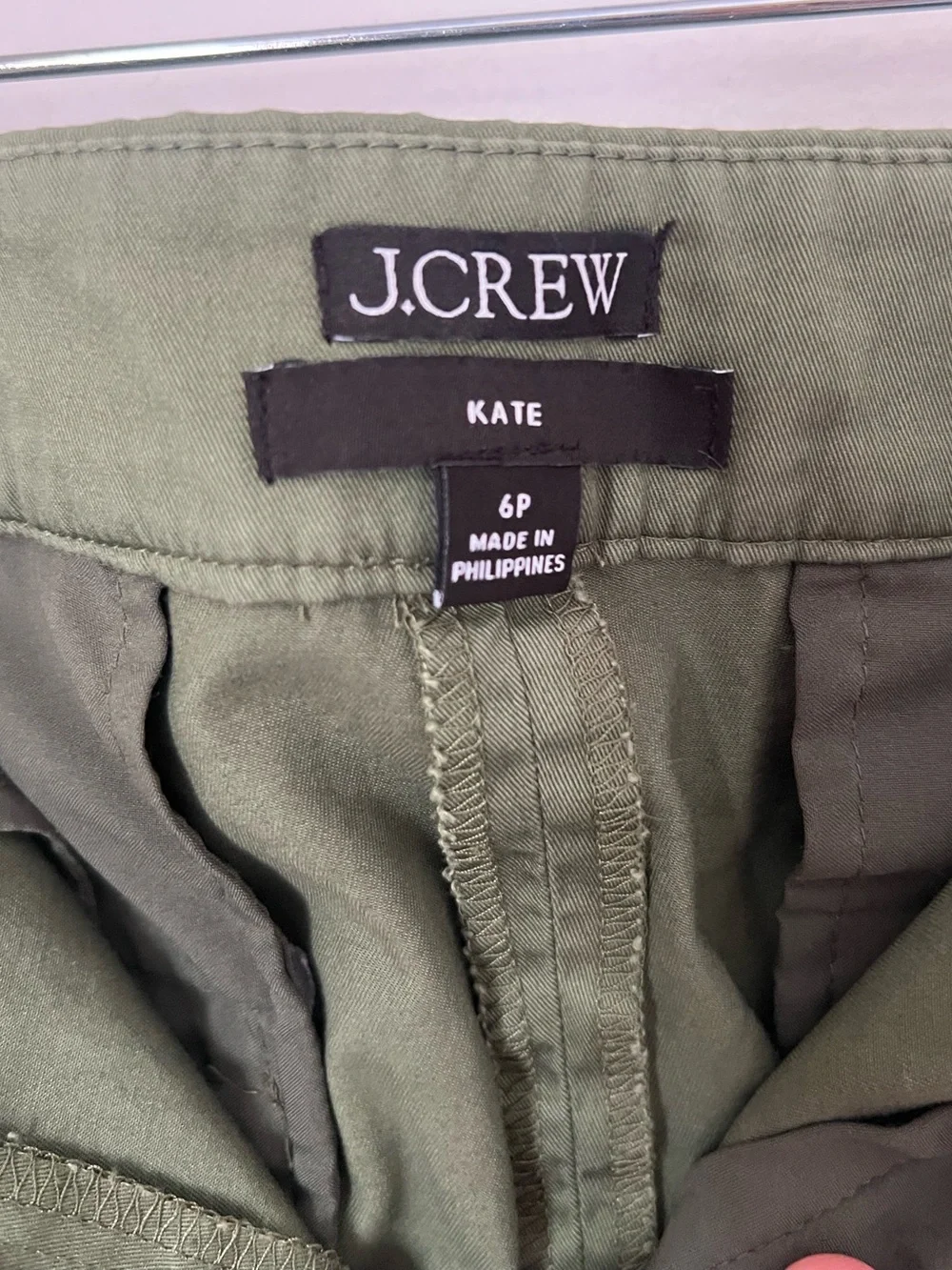 J. Crew Kate 2023 Straight Leg Chino Cuffed Pants Size 6P Utility Green